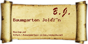 Baumgarten Jolán névjegykártya